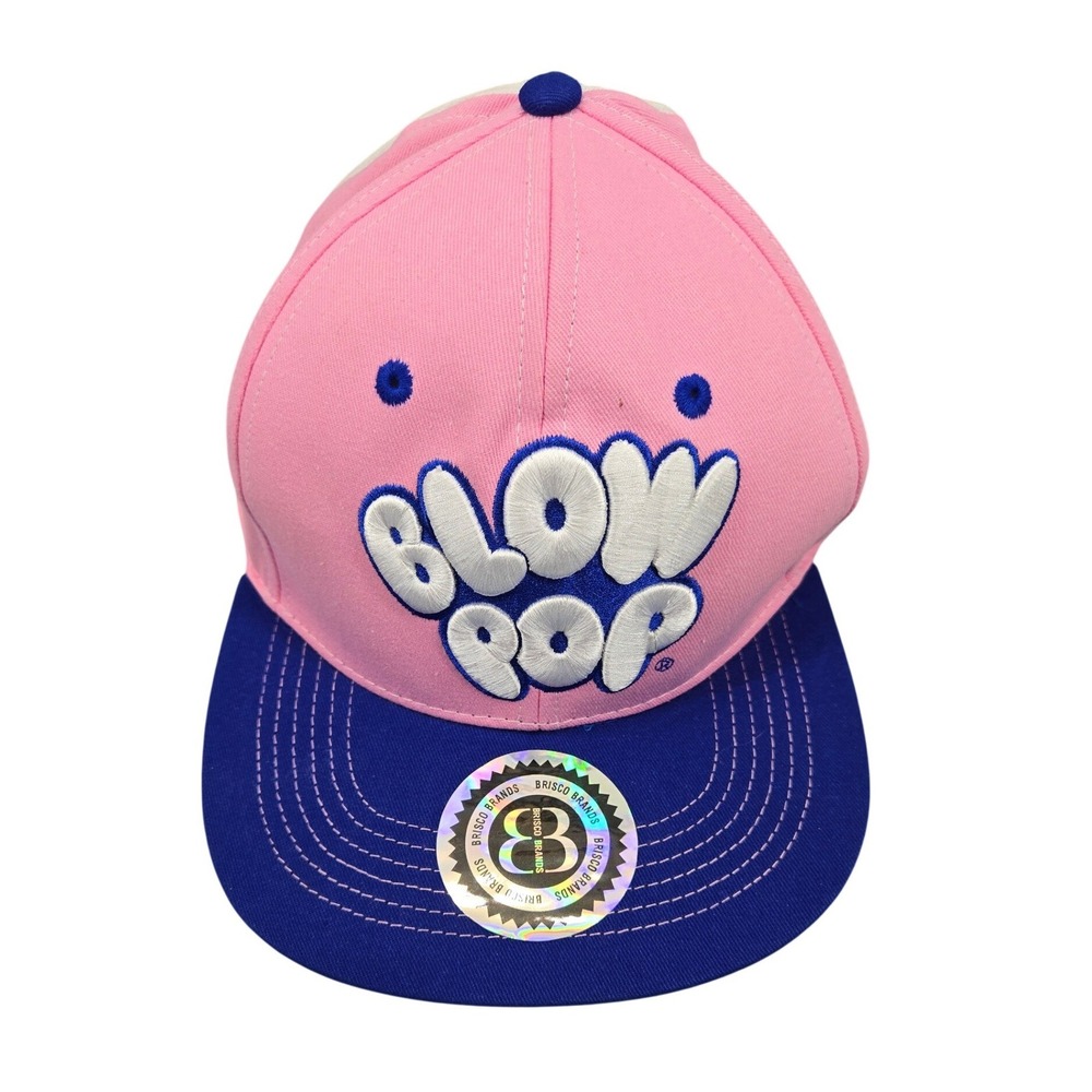 Brisco Brands Blow Pop Snapback Hat Mens Pink Blue White Candy Logo Cap NEW